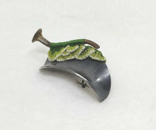 Load image into Gallery viewer, Mudlarked Nail & Oxidised Silver brooch