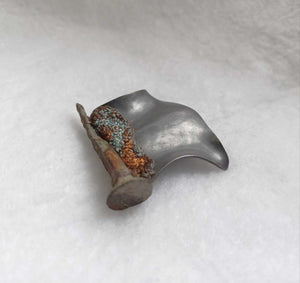 Mudlarked Nail & Oxidised Silver brooch