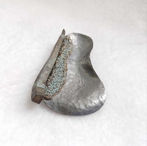 Mudlarked Nail & Oxidised Silver Brooch