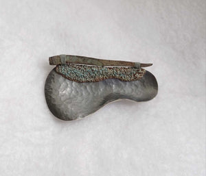 Mudlarked Nail & Oxidised Silver Brooch