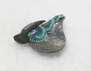 Mudlarked nail & oxidisedsilver brooch