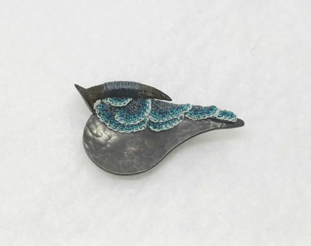 Mudlarked nail & oxidisedsilver brooch
