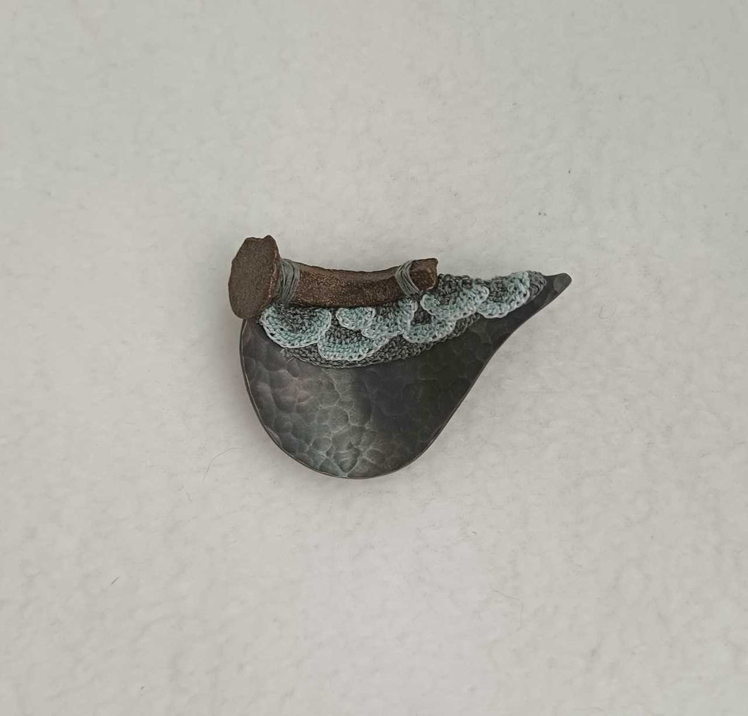 Mudlarked Nail & Silver brooch
