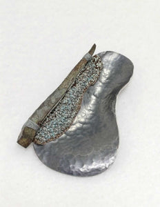 Mudlarked Nail & Oxidised Silver Brooch