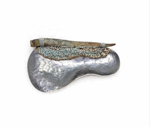 Mudlarked Nail & Oxidised Silver Brooch